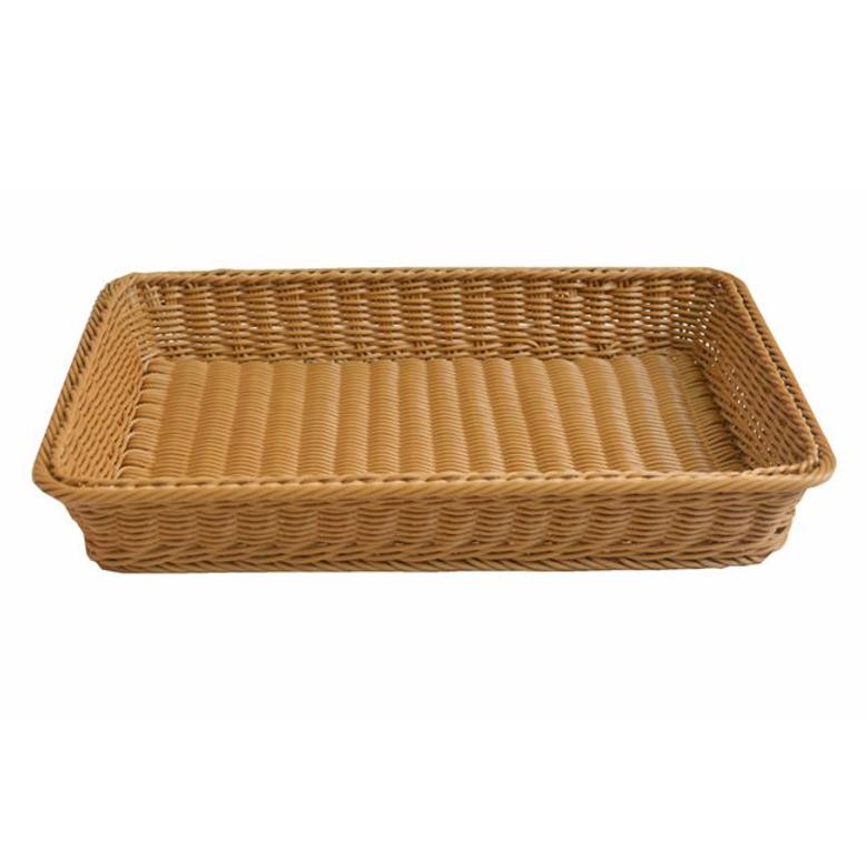 Natural Resin Plastic Weaving Wicker Baskets For Produce Displays