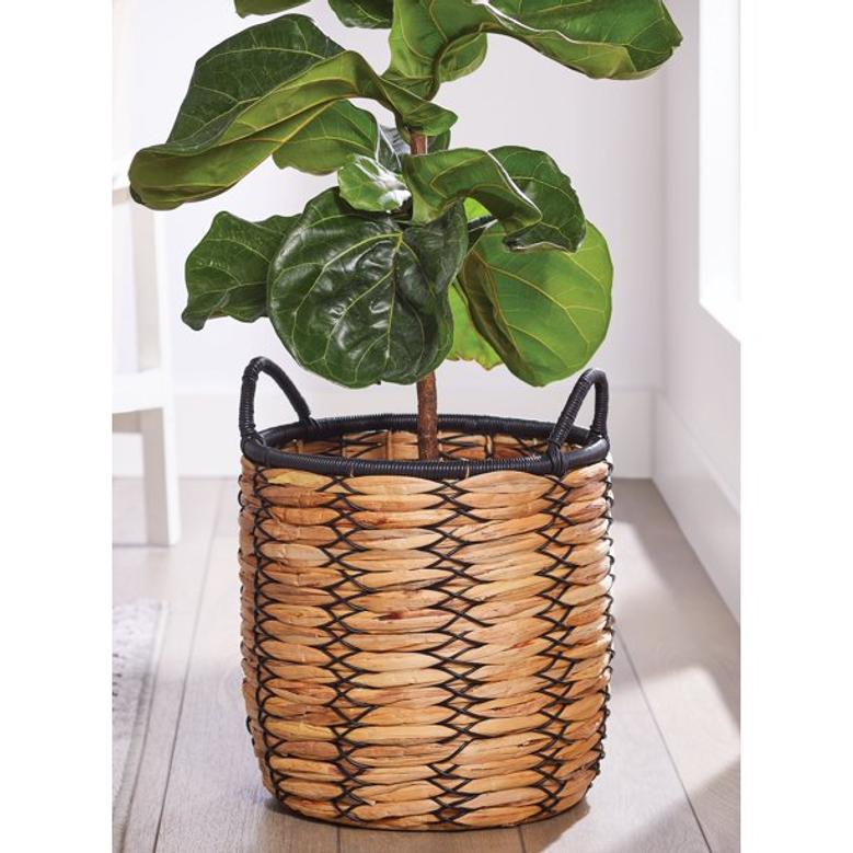 Natural Water Hyacinth Basket Planter Plant Pot With Handle Handmade For Home Decor