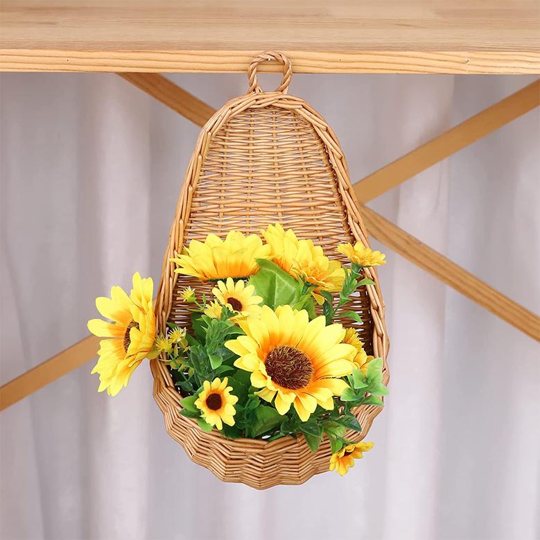 Natural Wicker Handmade Woven Storage Basket Oval Shape Kitchen Cabinet Under Shelf Storage Basket Food Grade