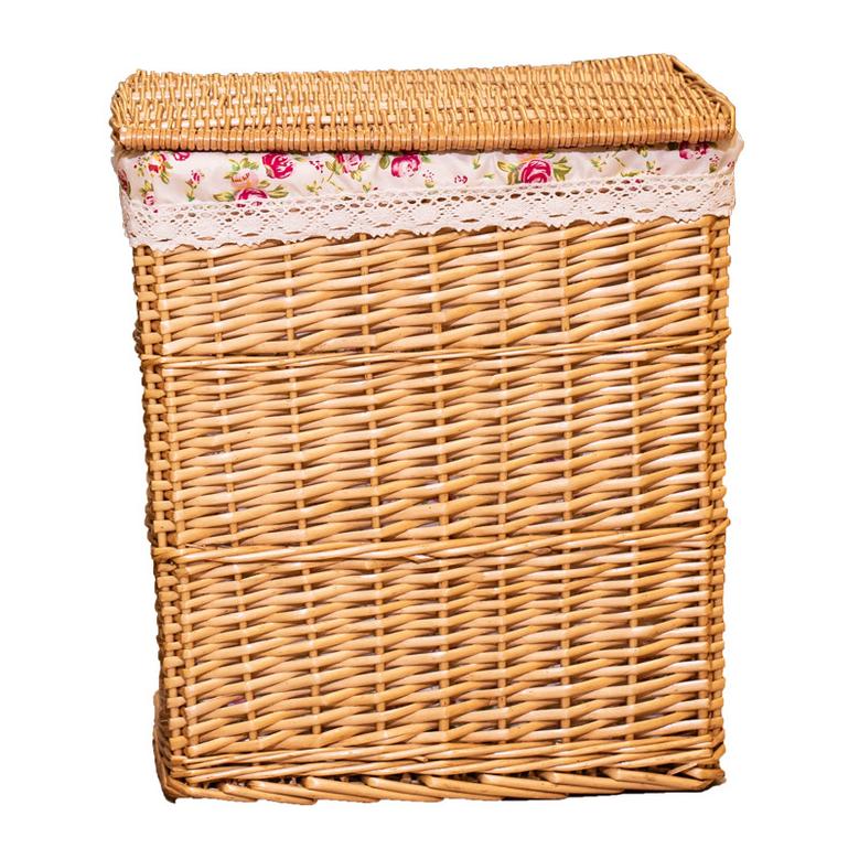 Natural Wicker Laundry Basket With Lid And Cotton Lining For Sundries For Home Indoor Outdoor