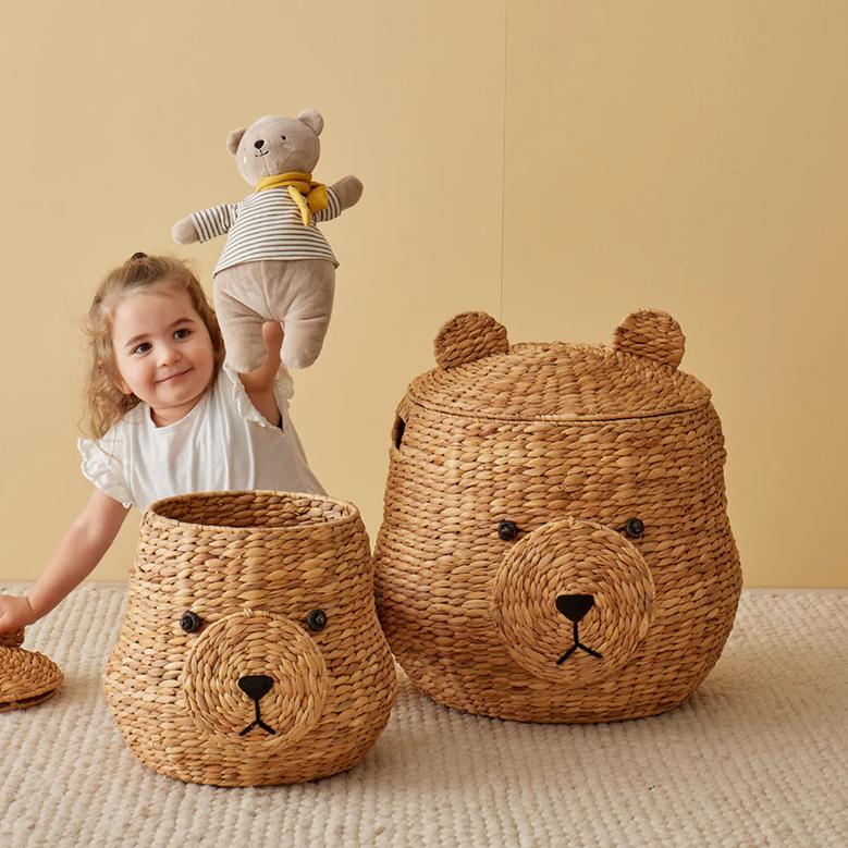 Nursery Basket Water Hyacinth Bears Baskets Adorable Woven Large Toy Baskets