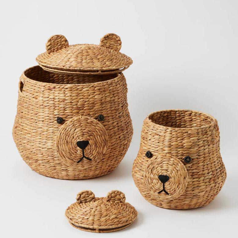 Nursery Basket Water Hyacinth Bears Baskets Adorable Woven Large Toy Baskets