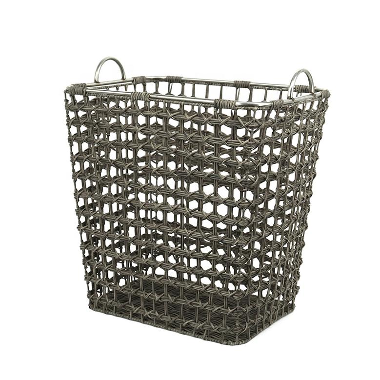 Plastic Rattan Storage Basket Resin Wicker Rattan Handmade Woven Decor Gift Basket