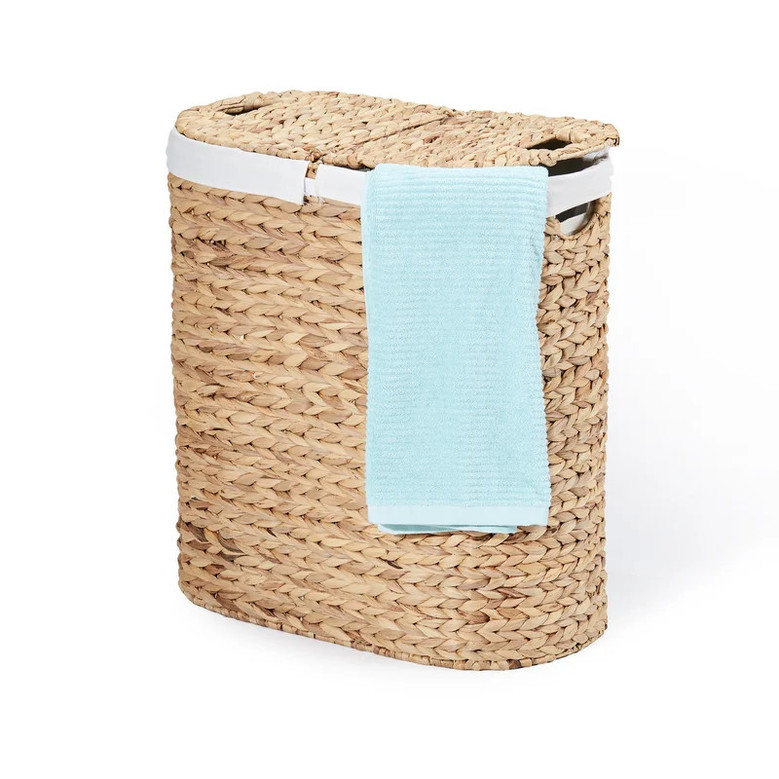 Wicker Water Hyacinth Storage Baskets Laundry Basket With Lid and Liner For Home Storage Organization