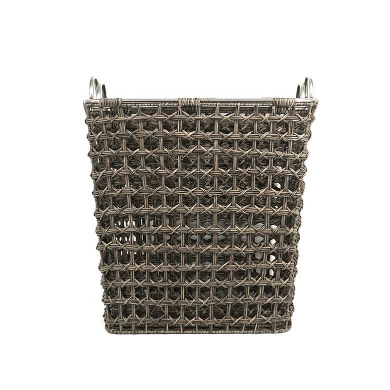 Resin Wicker Laundry Basket – Handheld Plastic Rattan Storage Basket