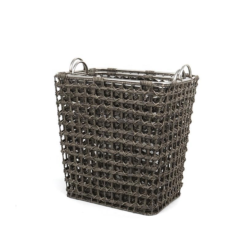 Resin Wicker Laundry Basket – Handheld Plastic Rattan Storage Basket