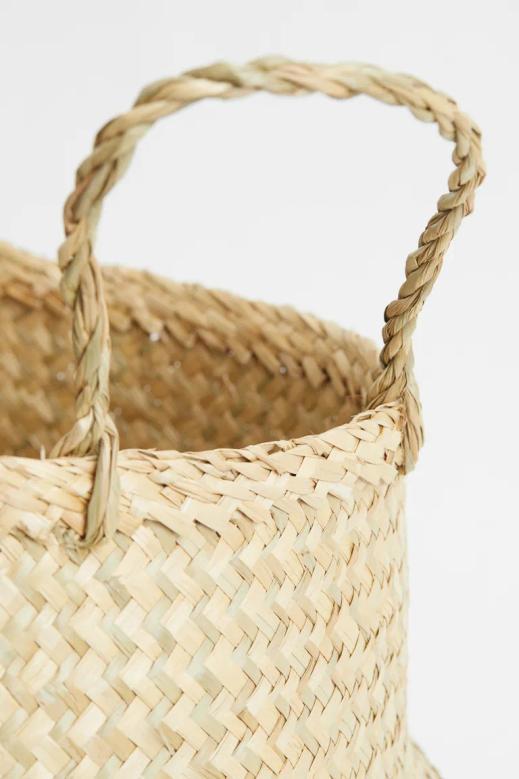 Seagrass Large Folding Basket Storage With Handle Handwoven Storage Seagrass Belly Basket For Home Organization