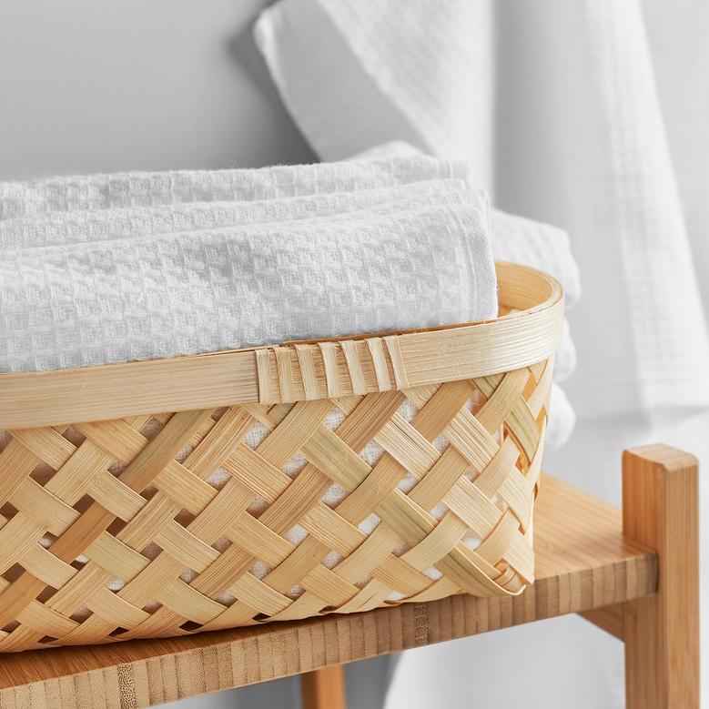 Set of 2 Bamboo Storage Basket In Two Sizes Eco-Friendly Bamboo Woven Basket For Home