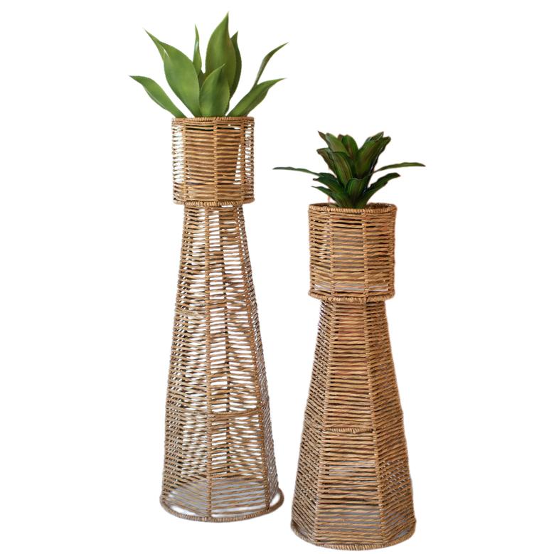 Set of 2 Seagrass Planter Pot Flower Pots Cover Storage Basket Plant Containers For Home Decoration