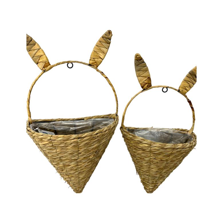 Set of 2 Triangle Handmade Hanging Wicker Wall Basket With Natural Material For Home Storage Or Decoration