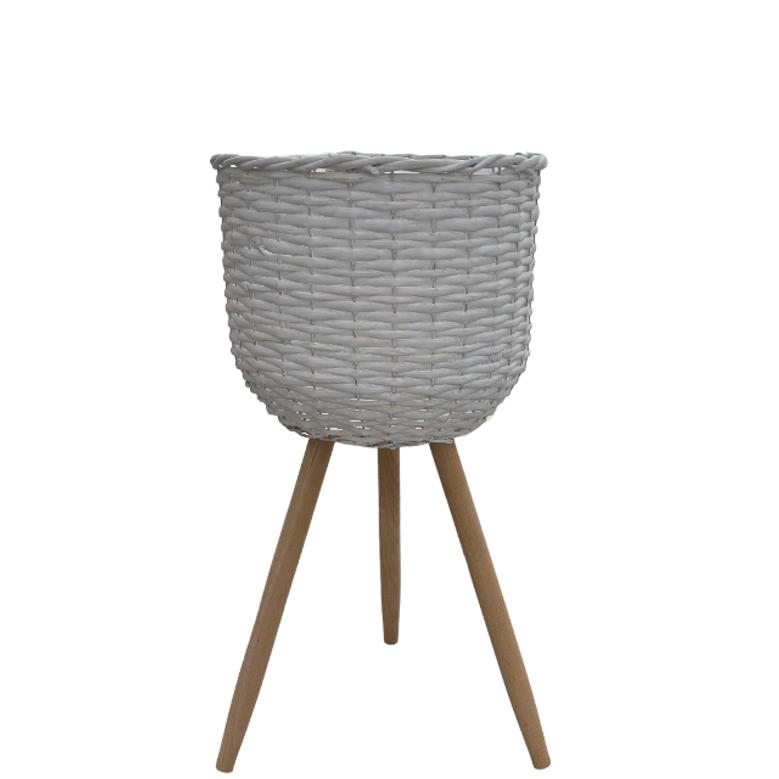 Set of 3 Handmade Wicker Wood Flower Designer Planters Basket Strap Leg For Home Indoor Outdoor