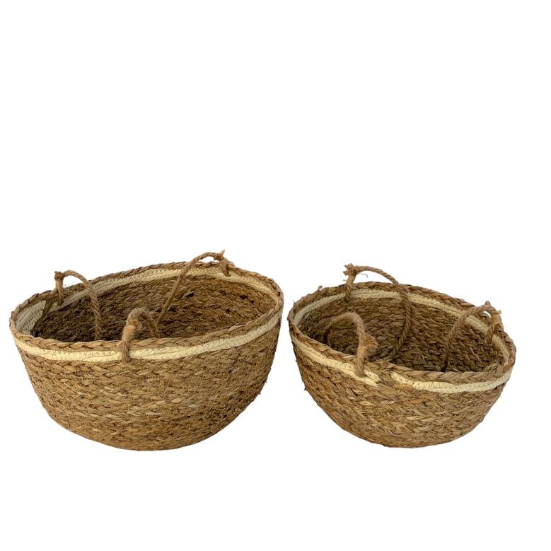 Set of 3 Storage Craft Basket Eco Friendly Seagrass Woven Wall Hanging Port Wicker Flower Basket