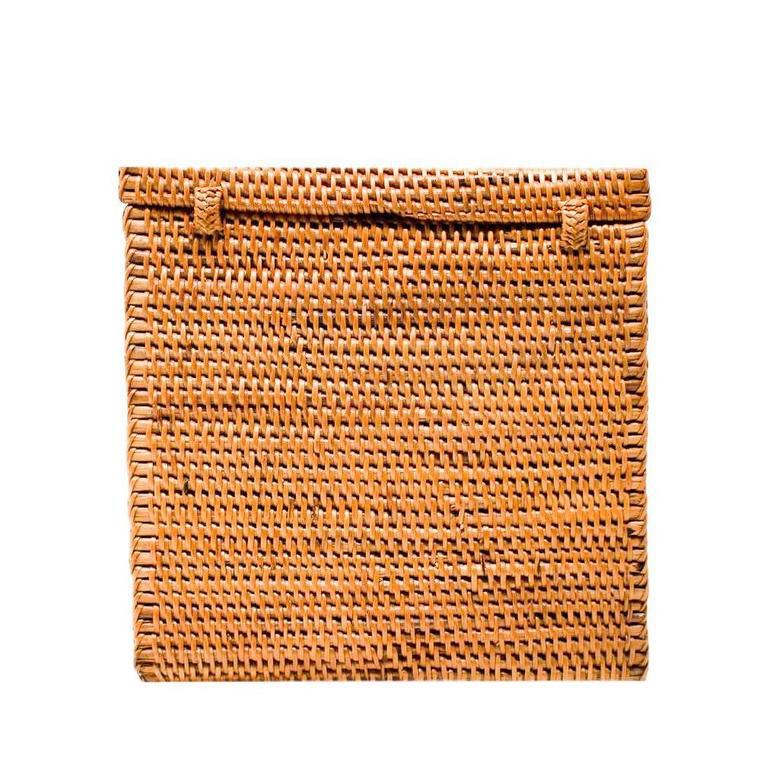 Square Rattan Tissue Boxes Cover Natural Rattan Paper Holder Box With Lid Hand-Woven For Home Kitchen