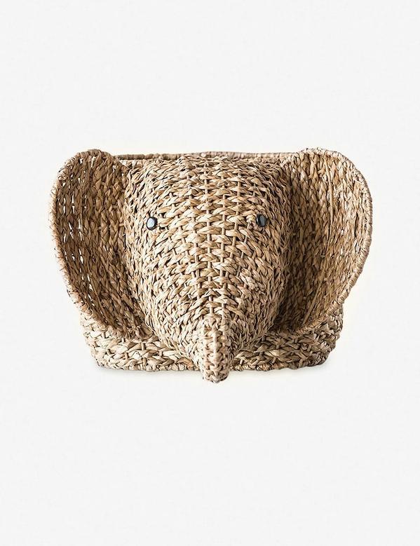 Stylish And Unique Natural Handwoven Elephant Inspired Storage Basket For Home Decor