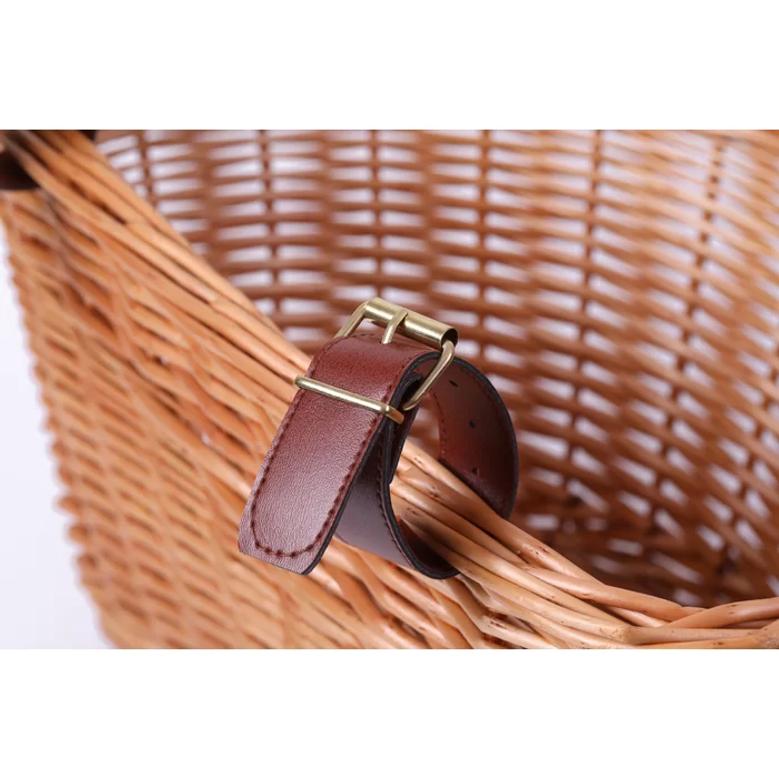 Vintage Wicker Small Bike Basket Rattan Bicycle Rattan Basket With Leather Straps Front Handlebar