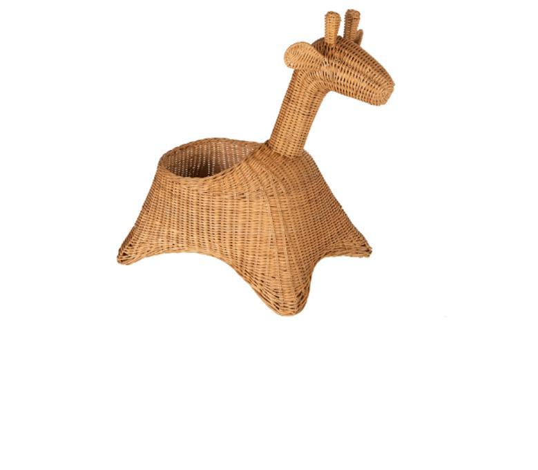 Wicker Giraffe Storage Basket Vintage Style