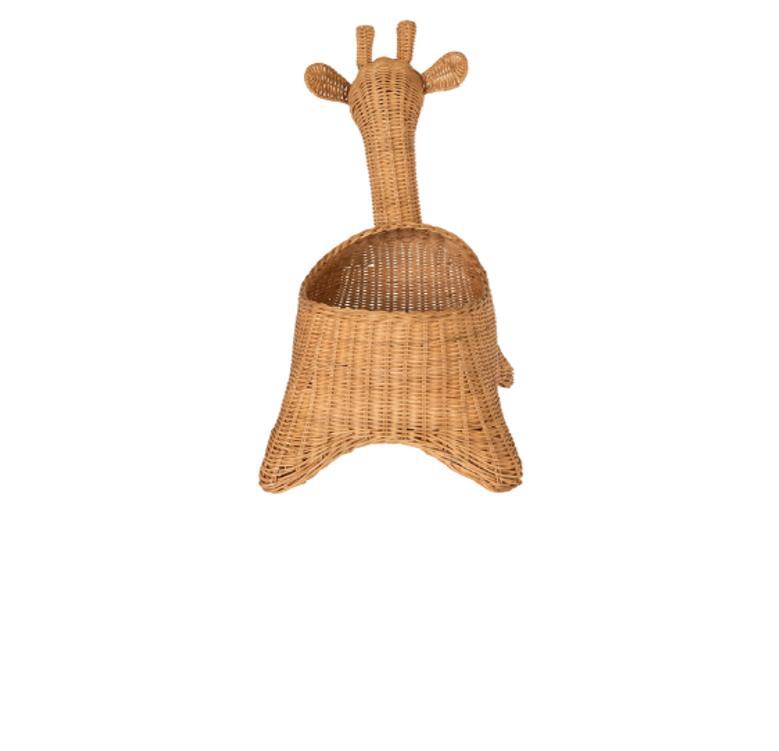 Wicker Giraffe Storage Basket Vintage Style