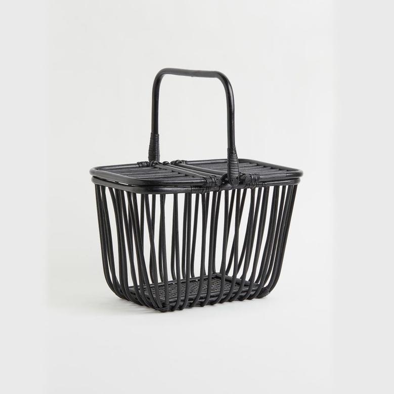 Wicker Picnic Basket Rattan Food Gift Storage Baskets Natural Black Rattan Storage Baskets