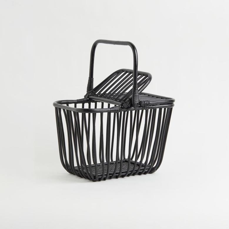 Wicker Picnic Basket Rattan Food Gift Storage Baskets Natural Black Rattan Storage Baskets