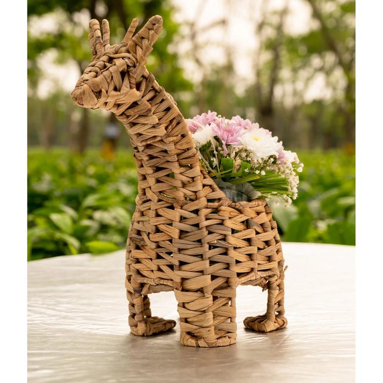 Wicker Water Hyacinth Animal Giraffe Planter Pot Suitable For Decorative Indoor Flower Pots Planters