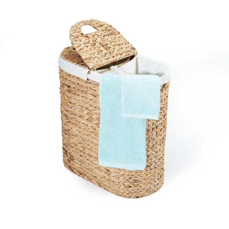 Wicker Water Hyacinth Storage Baskets Laundry Basket With Lid and Liner For Home Storage Organization
