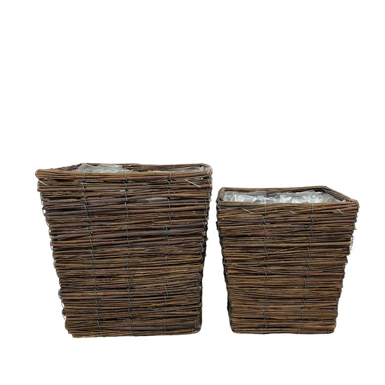 Willow Planter Basket With Plastic Lining Wicker Flower Basket
