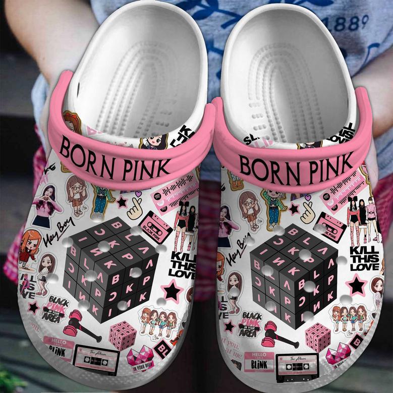 Black Pink Music Crocs Crocband Clogs Shoes