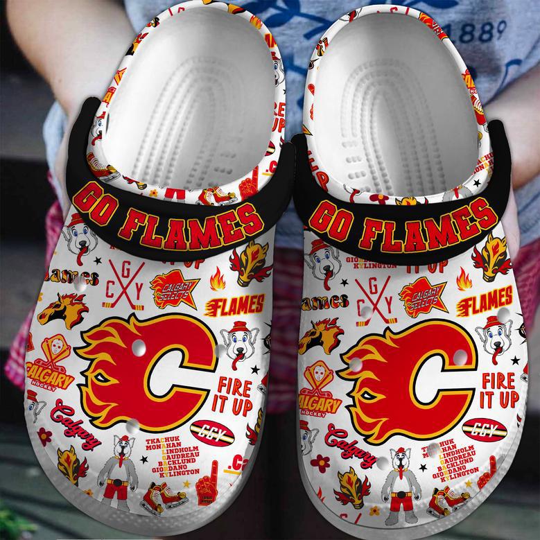 Calgary Flames Nhl Sport Crocs Crocband Clogs Shoes