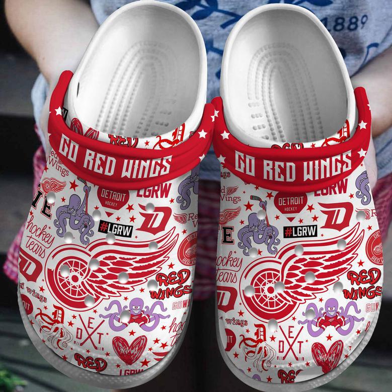 Detroit Red Wings Nhl Sport Crocs Crocband Clogs Shoes