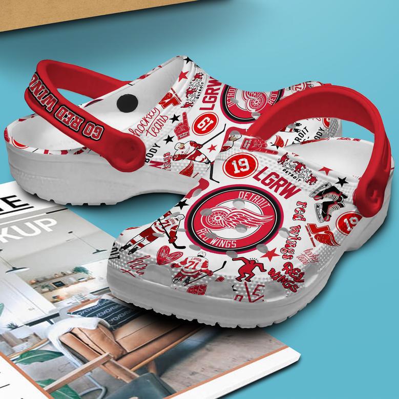 Detroit Red Wings Nhl Sport Crocs Crocband Clogs Shoes