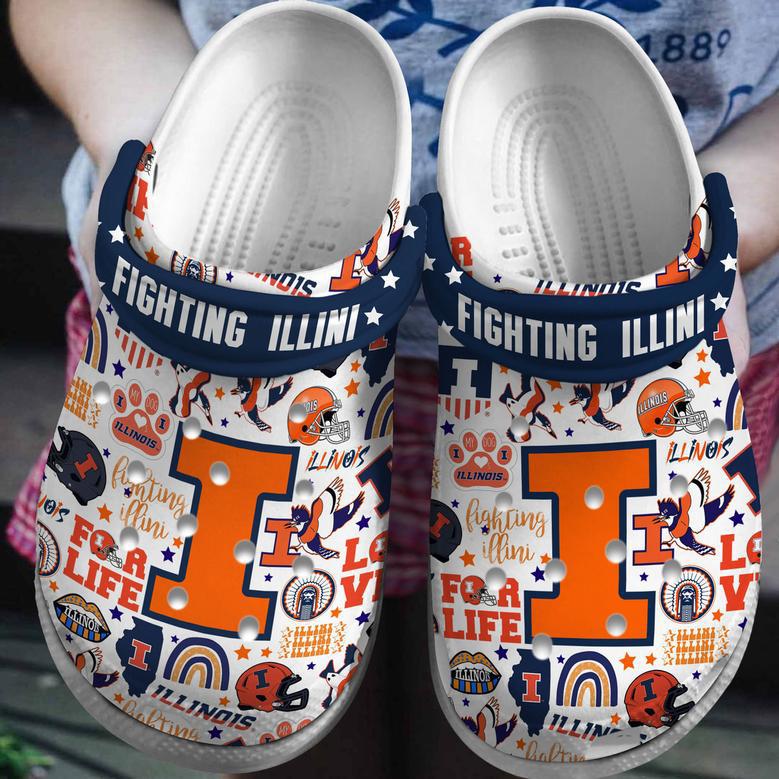 Illiois Fighting Illini Ncaa Sport Crocs Crocband Clogs Shoes