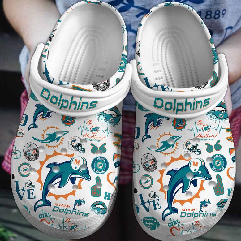 Miami Dolphins Nfl Sport Crocs Crocband Clogs Shoes