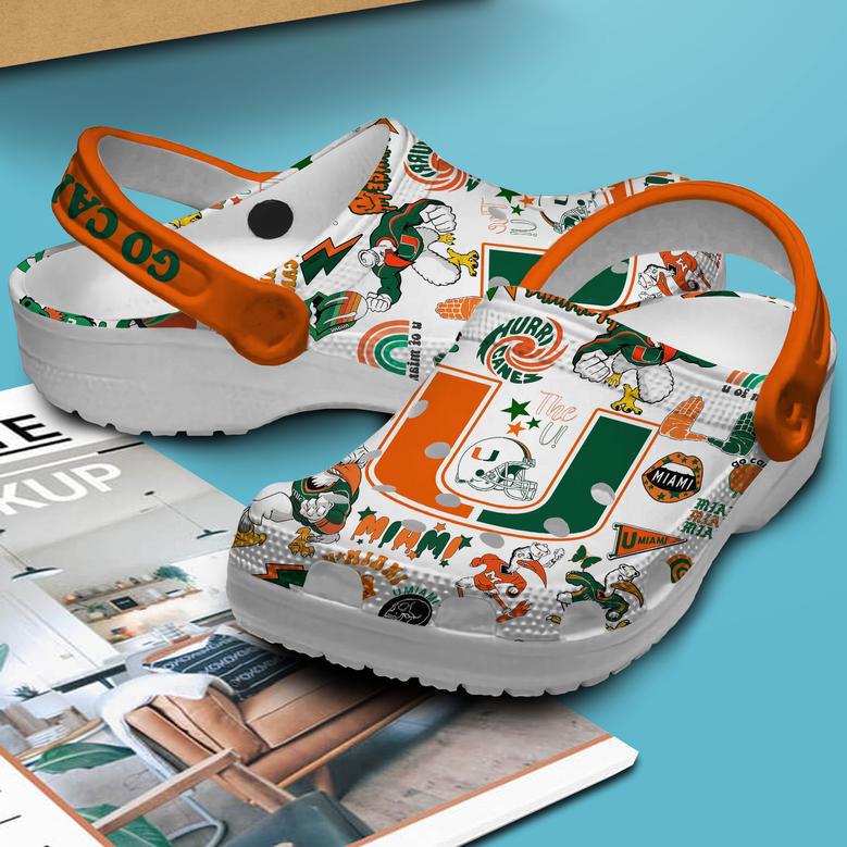 Miami Hurricanes Ncaa Sport Crocs Crocband Clogs Shoes