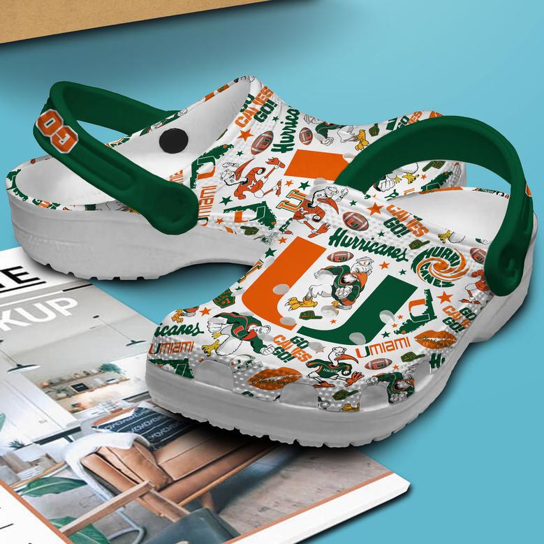 Miami Hurricanes Ncaa Sport Crocs Crocband Clogs Shoes