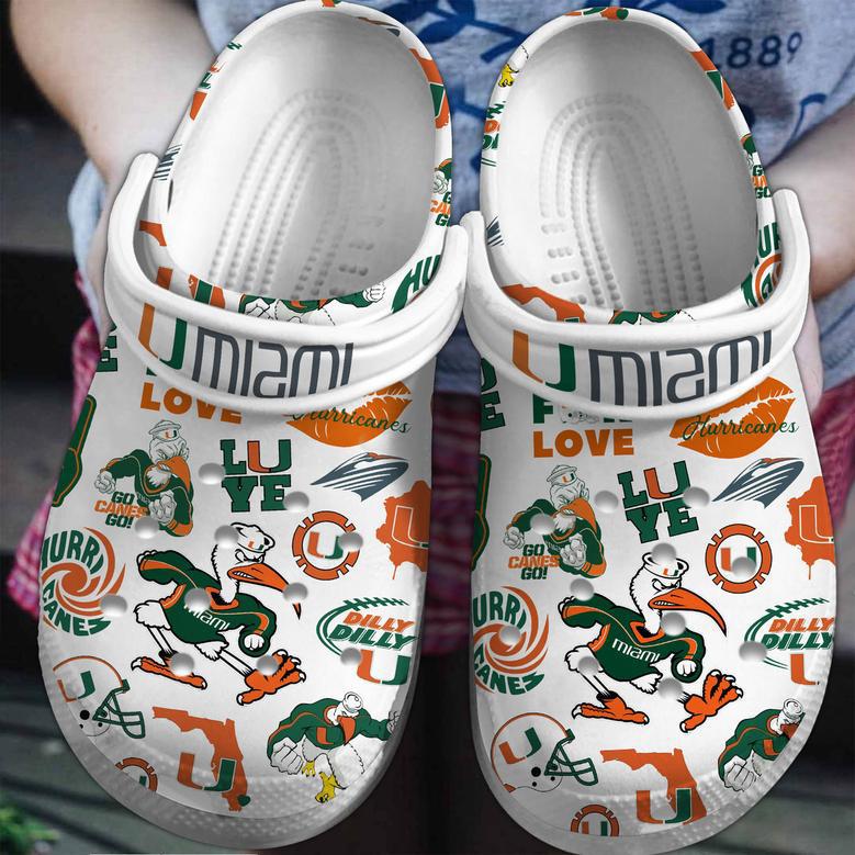 Miami Hurricanes Ncaa Sport Crocs Crocband Clogs Shoes