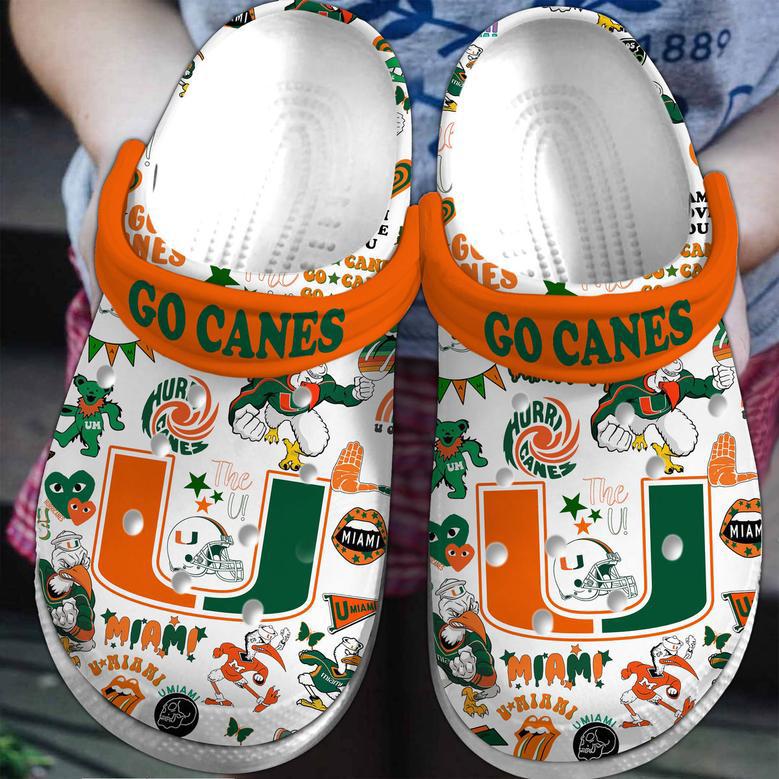 Miami Hurricanes Ncaa Sport Crocs Crocband Clogs Shoes