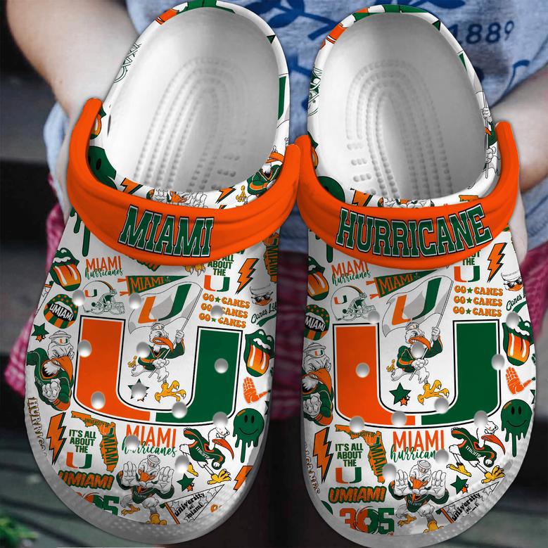 Miami Hurricanes Ncaa Sport Crocs Crocband Clogs Shoes