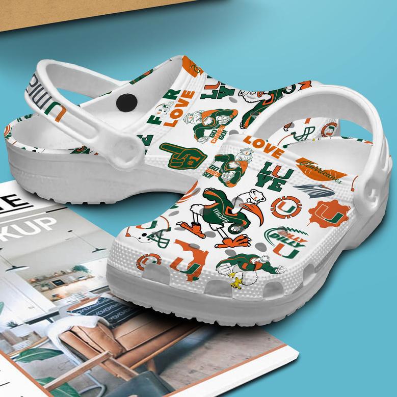 Miami Hurricanes Ncaa Sport Crocs Crocband Clogs Shoes