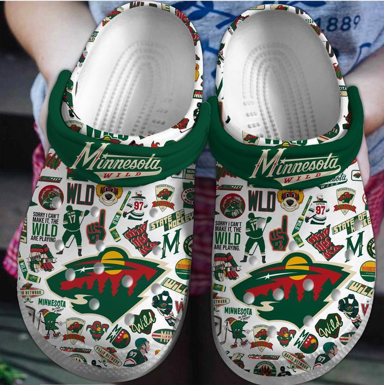 Minnesota Wild Nhl Sport Crocs Crocband Clogs Shoes