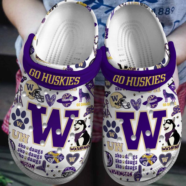 Washington Huskies Ncaa Sport Crocs Crocband Clogs Shoes