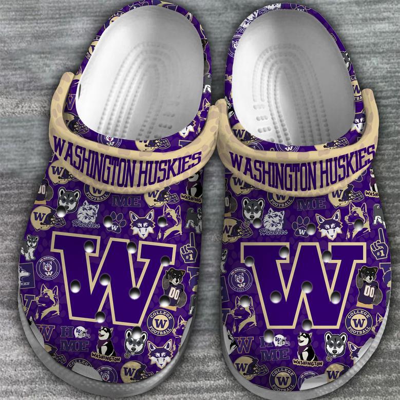 Washington Huskies Ncaa Sport Crocs Crocband Clogs Shoes