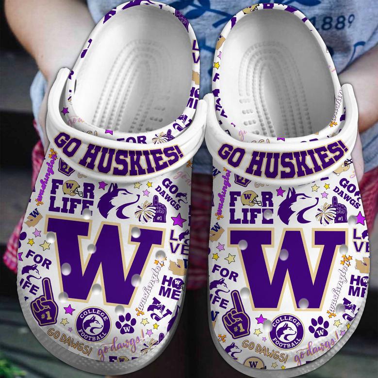 Washington Huskies Ncaa Sport Crocs Crocband Clogs Shoes