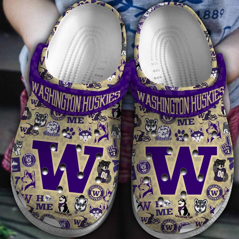 Washington Huskies Ncaa Sport Crocs Crocband Clogs Shoes