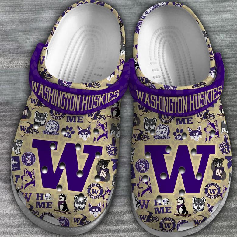 Washington Huskies Ncaa Sport Crocs Crocband Clogs Shoes