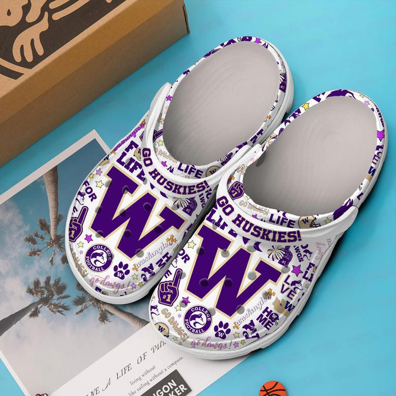 Washington Huskies Ncaa Sport Crocs Crocband Clogs Shoes