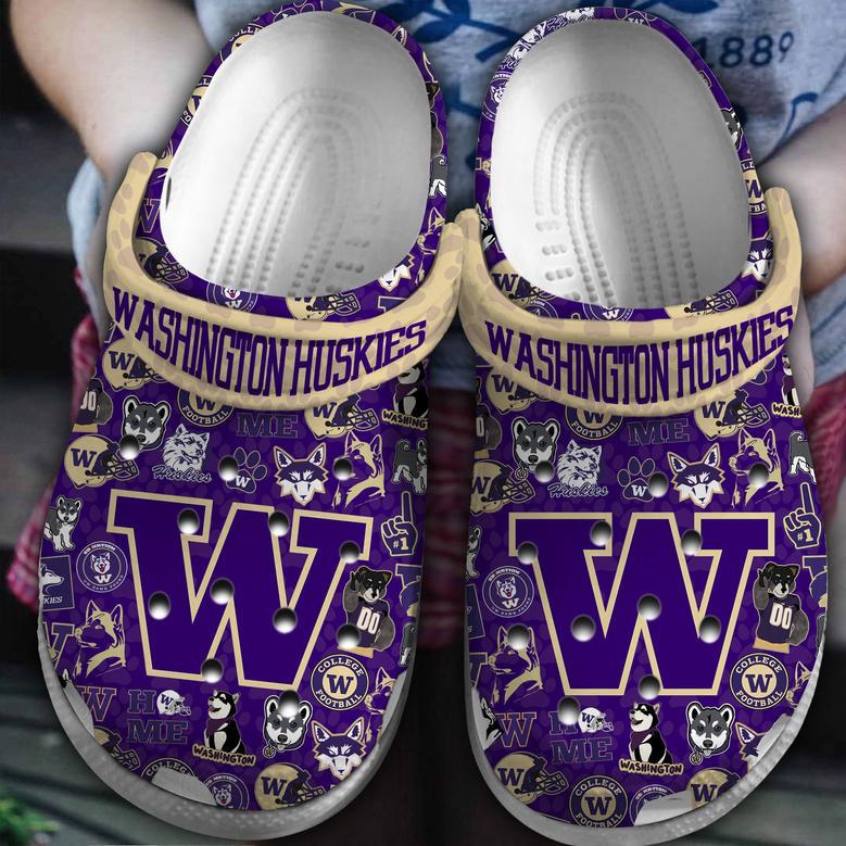 Washington Huskies Ncaa Sport Crocs Crocband Clogs Shoes