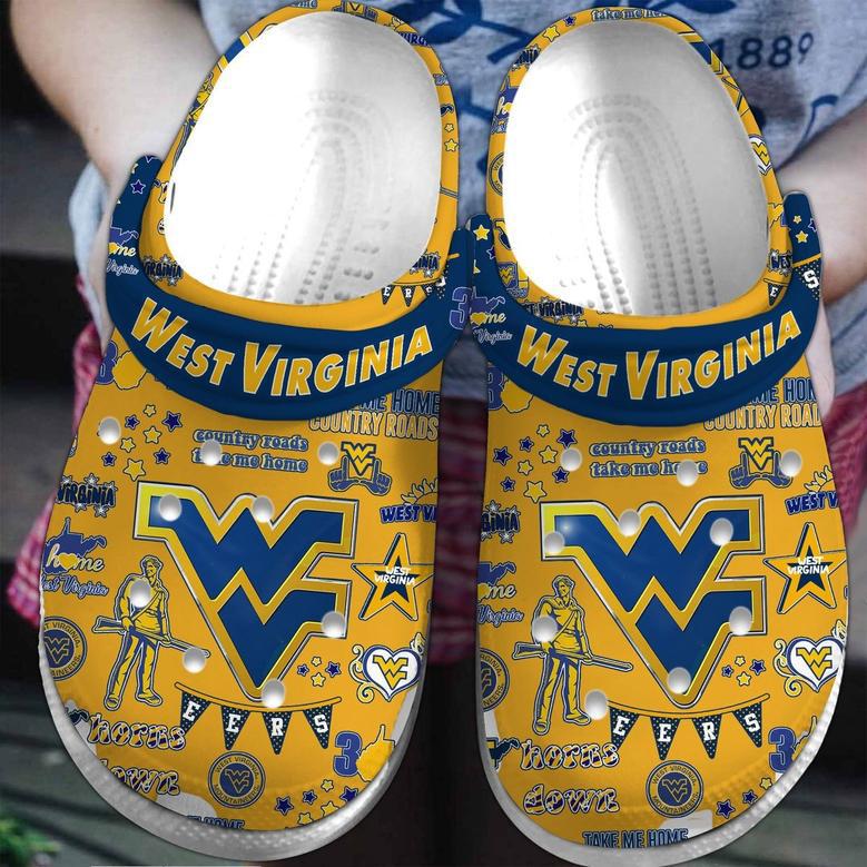 West Virginia Mountaineers Ncaa Sport Crocs Crocband Clogs Shoes