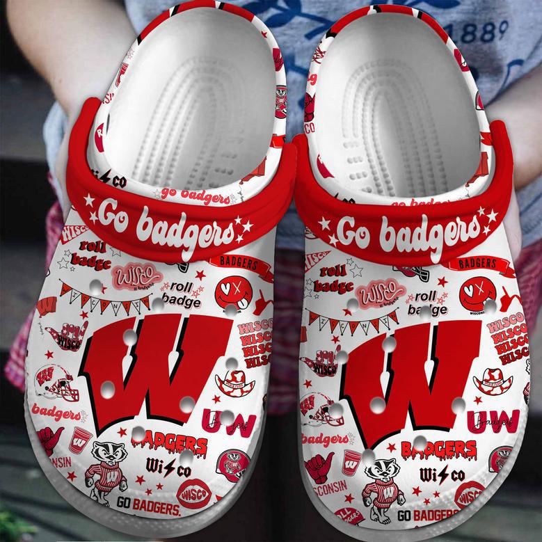 Wisconsin Badgers Ncaa Sport Crocs Crocband Clogs Shoes