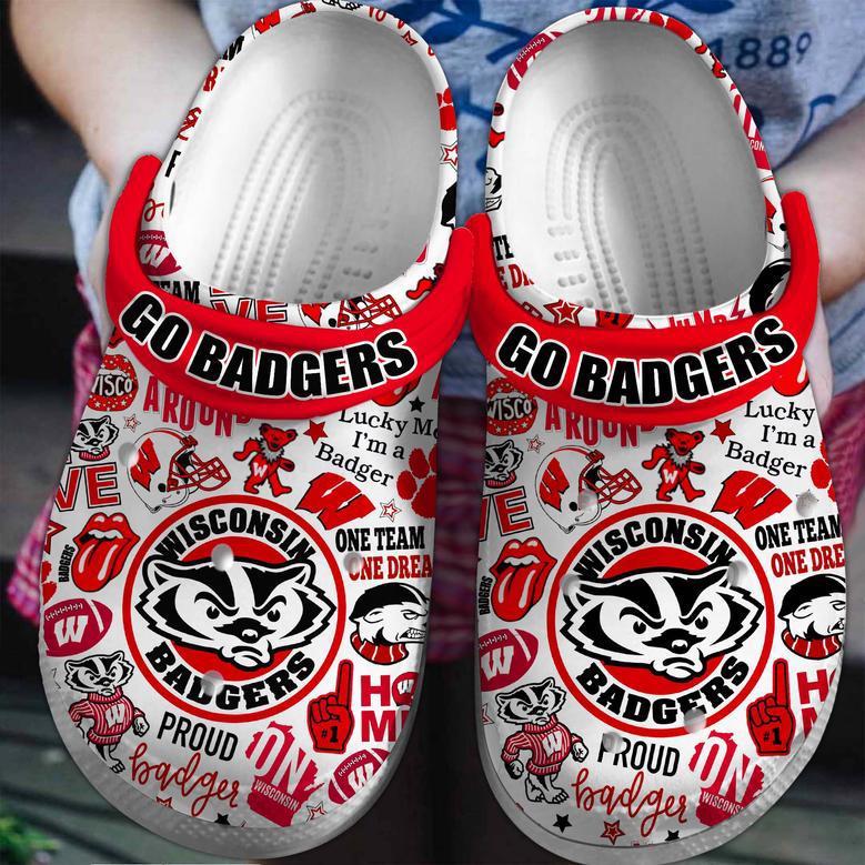 Wisconsin Badgers Ncaa Sport Crocs Crocband Clogs Shoes