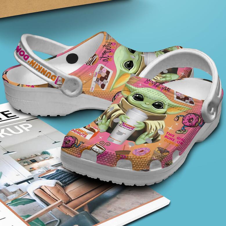 Baby Yoda And Dunkin’ Donuts Movie Crocs Crocband Clogs Shoes